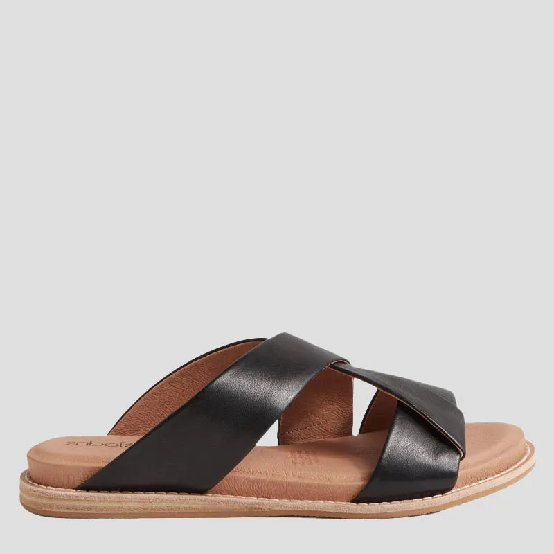 QUIETLY - BLACK LEATHER - NATURAL HEEL FS