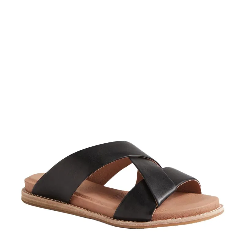 QUIETLY - BLACK LEATHER - NATURAL HEEL FS