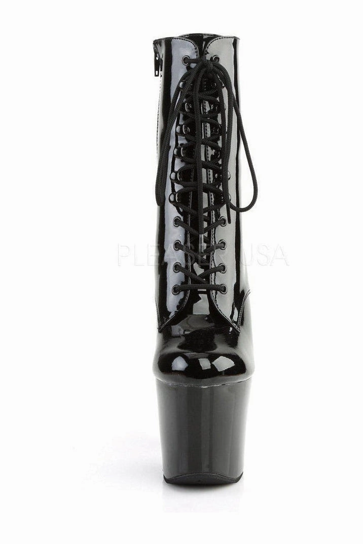 RADIANT-1020 Platform Boots | Black Patent