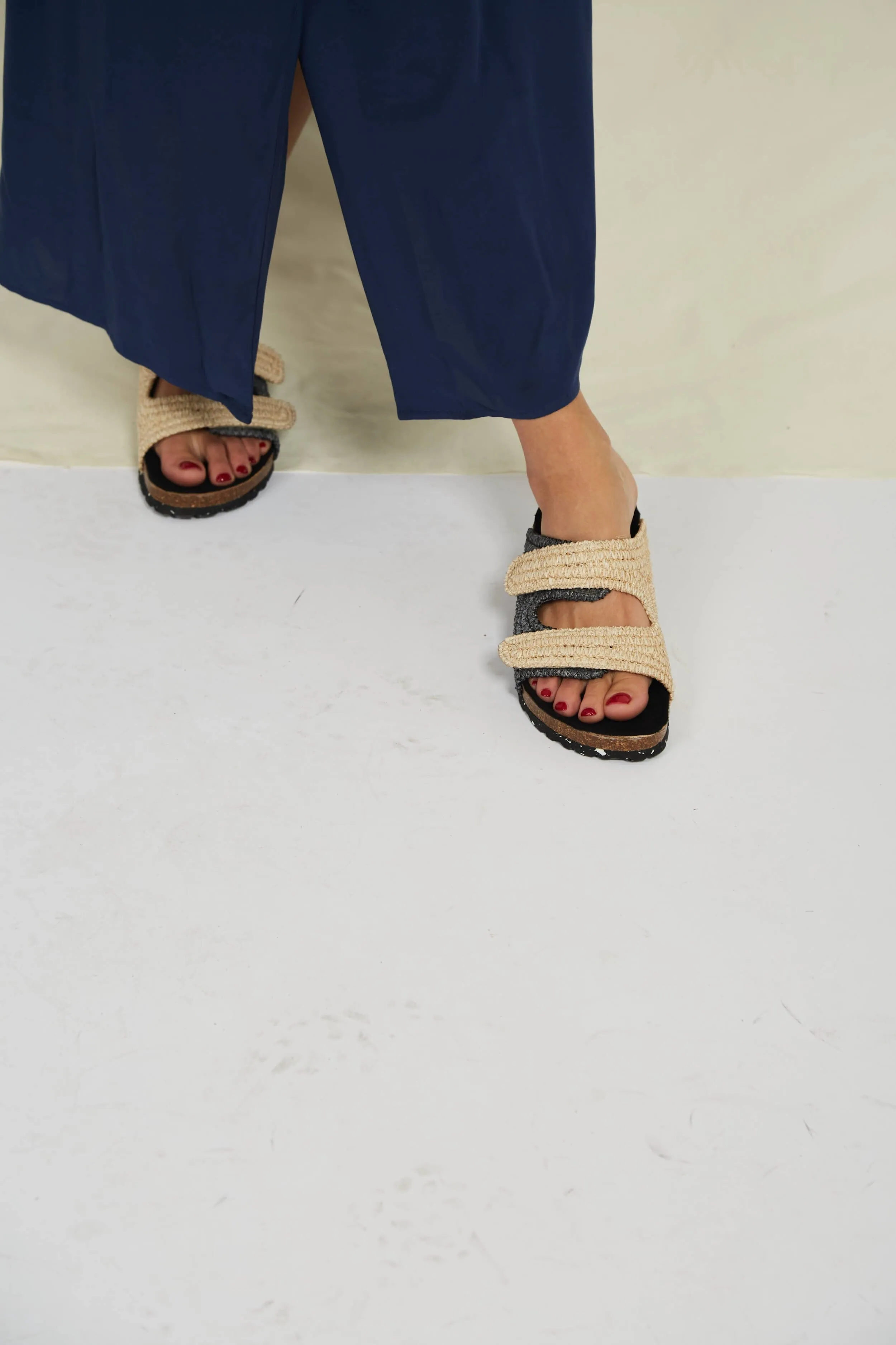 Rafia Sandals | Natural & Black