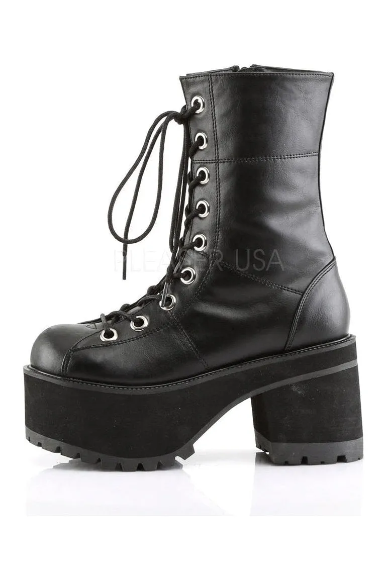 RANGER-301 Demonia Knee Boot | Black Faux Leather