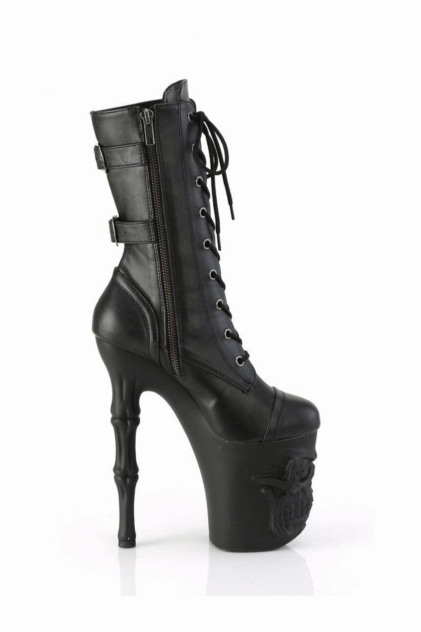 RAPTURE-1047 Black Faux Leather Knee Boot