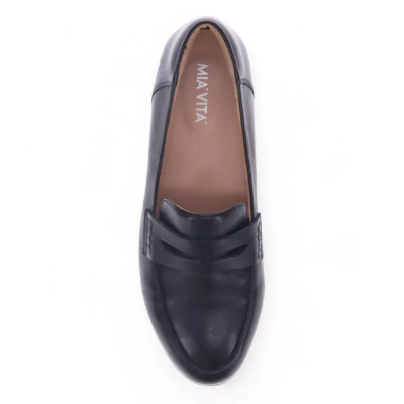 REMI - BLACK LEATHER LOAFER FLATS