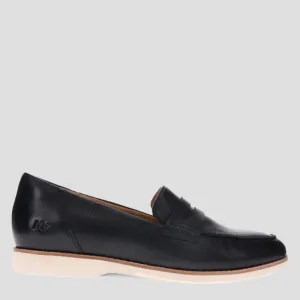 REMI - BLACK LEATHER LOAFER FLATS