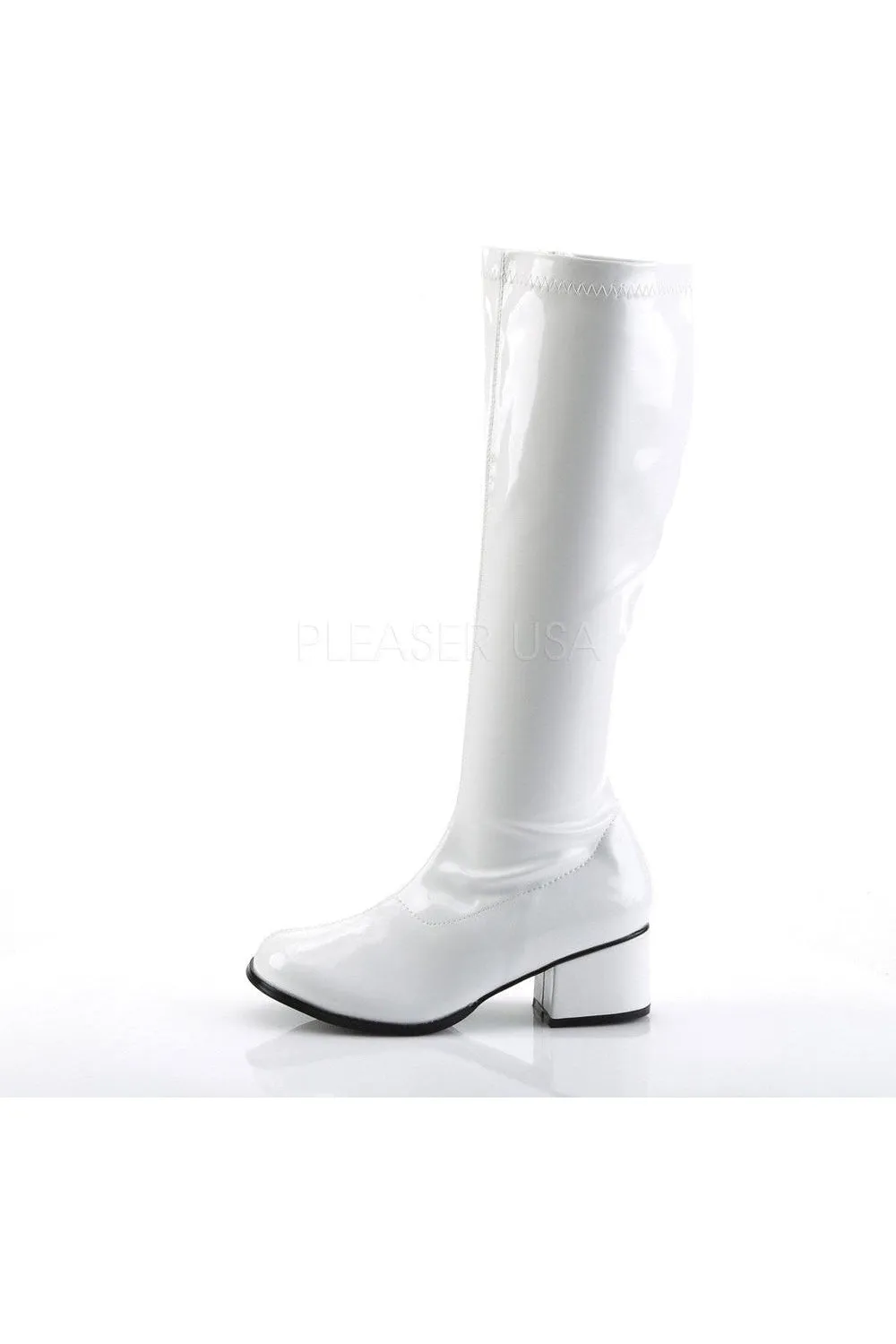 RETRO-300 Go Go Boot | White Patent