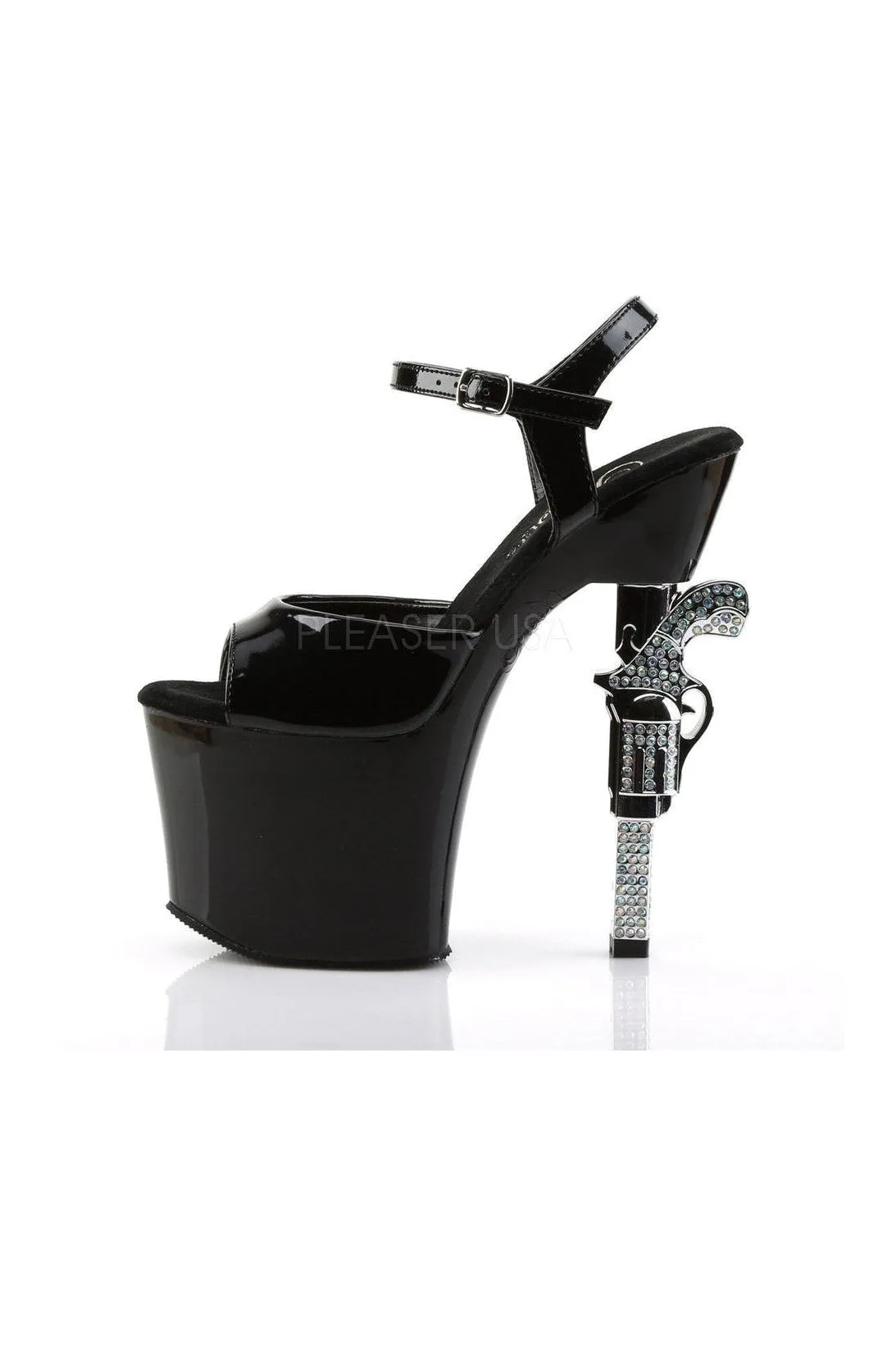 REVOLVER-709 Platform Sandal  | Black Vinyl