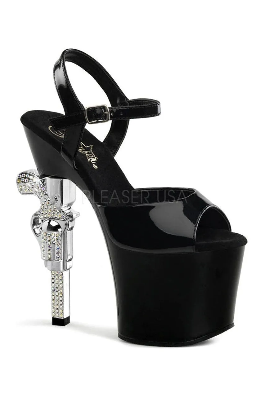REVOLVER-709 Platform Sandal  | Black Vinyl