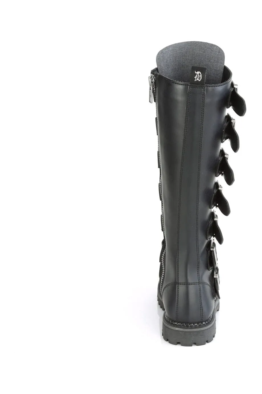 RIOT-21MP Black Vegan Leather Knee Boot