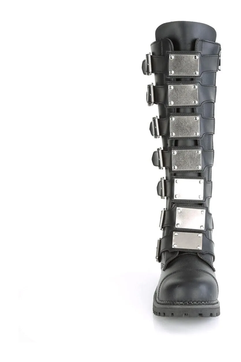 RIOT-21MP Black Vegan Leather Knee Boot