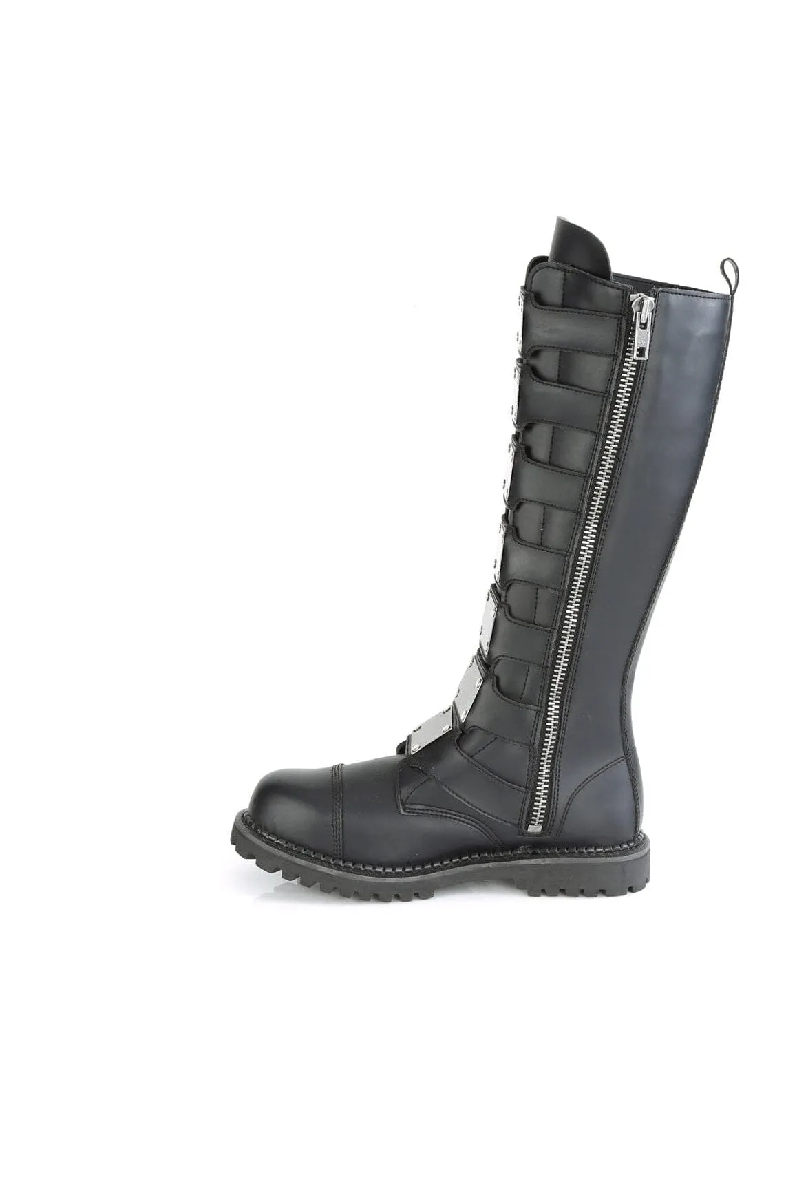 RIOT-21MP Black Vegan Leather Knee Boot