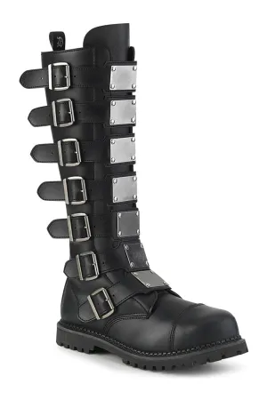 RIOT-21MP Black Vegan Leather Knee Boot