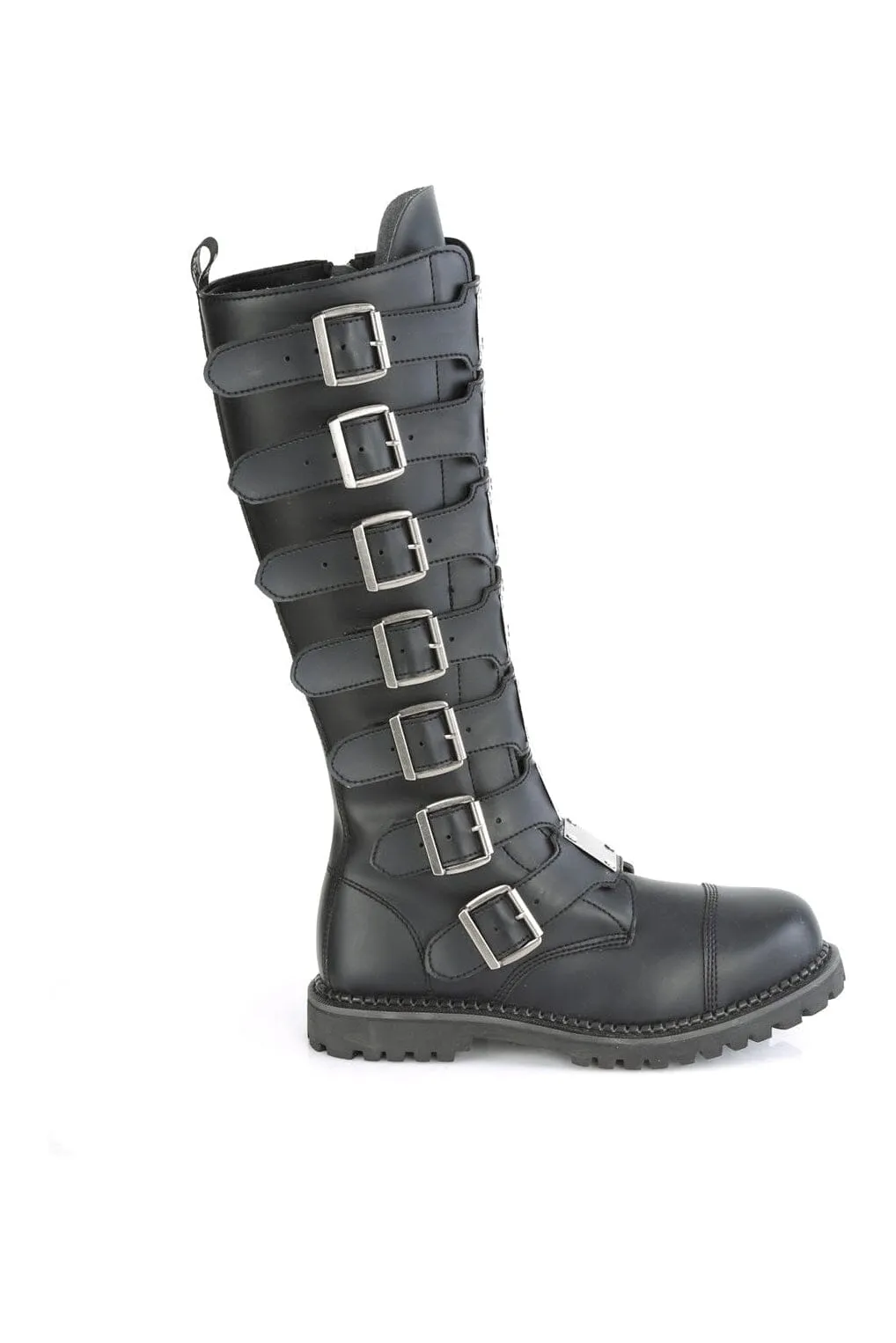 RIOT-21MP Black Vegan Leather Knee Boot