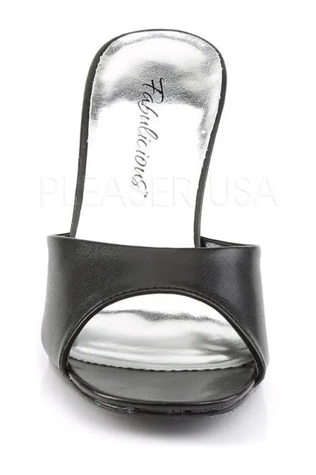 ROMANCE-301-2 Slide | Black Faux Leather