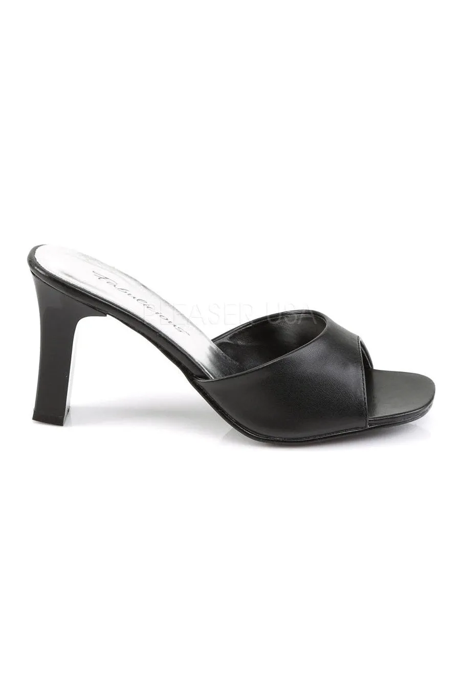 ROMANCE-301-2 Slide | Black Faux Leather