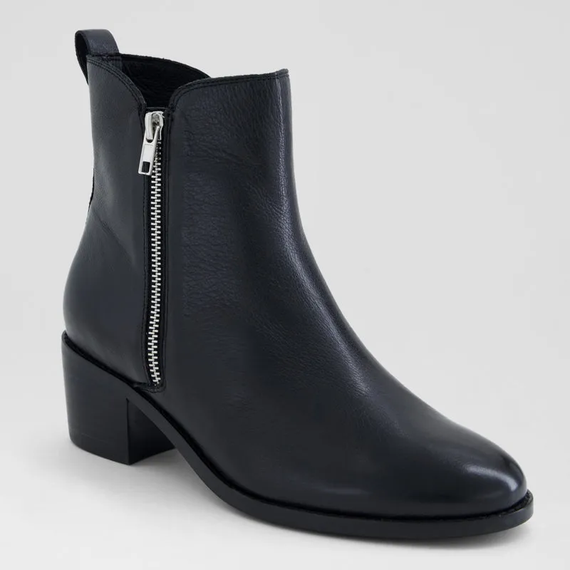 RONDON XW - BLACK LEATHER-BLACK HEEL ANKLE BOOTS