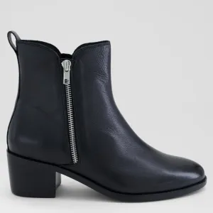 RONDON XW - BLACK LEATHER-BLACK HEEL ANKLE BOOTS