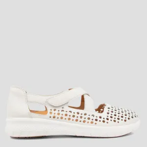 SACHET XF - WHITE LEATHER FLATS