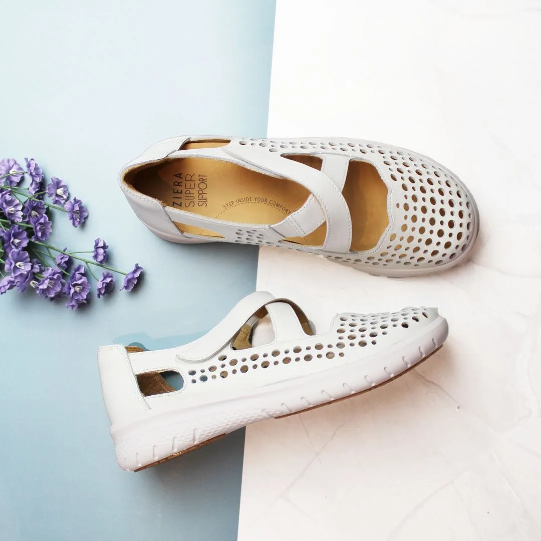 SACHET XF - WHITE LEATHER FLATS