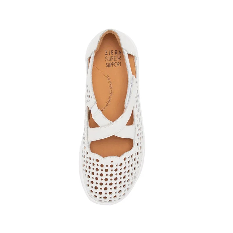 SACHET XF - WHITE LEATHER FLATS