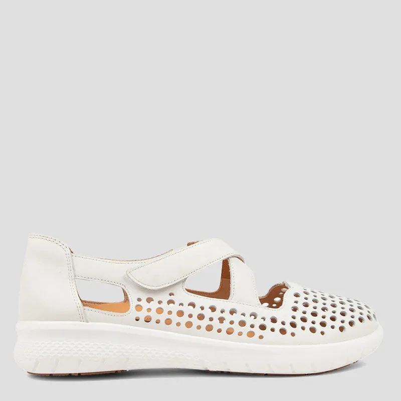 SACHET XF - WHITE LEATHER FLATS