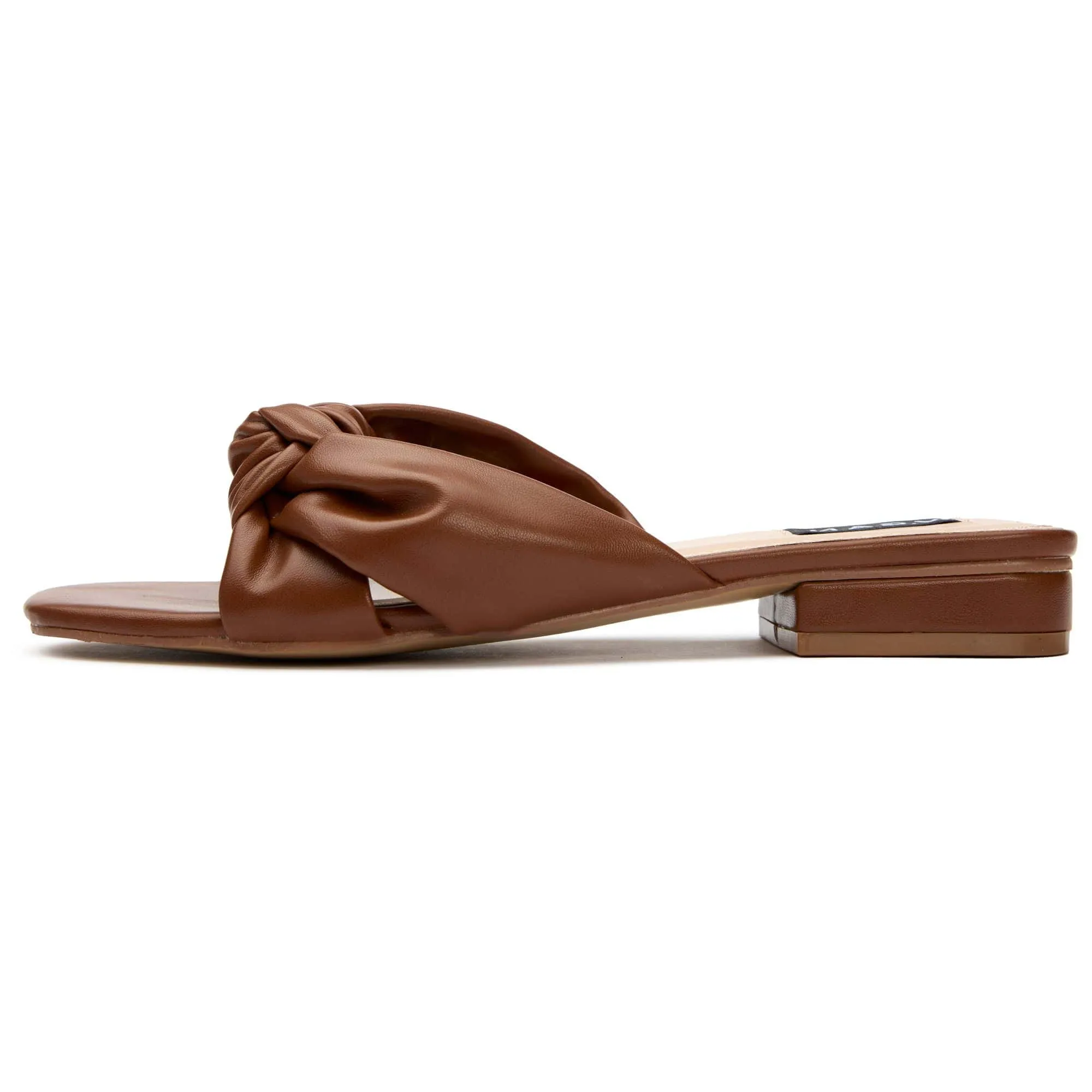 Salsify Women's Vegan Leather Knot Slide Sandals | Tan
