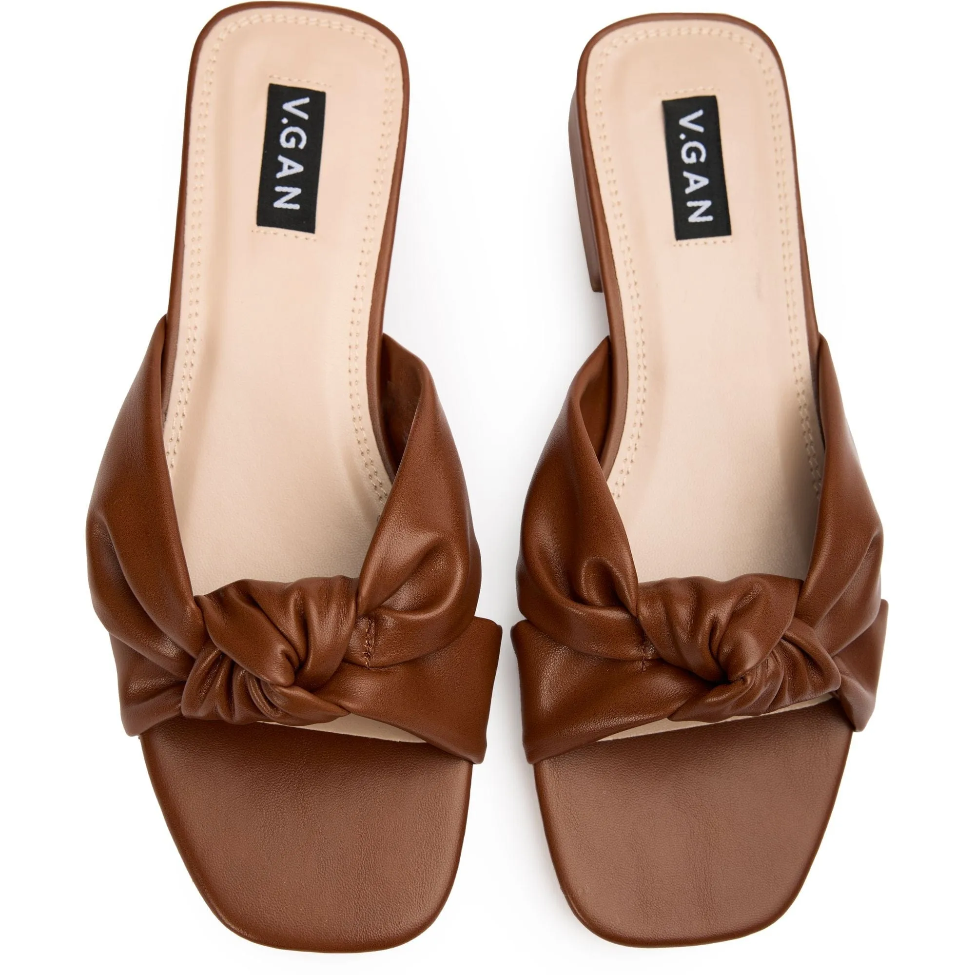 Salsify Women's Vegan Leather Knot Slide Sandals | Tan