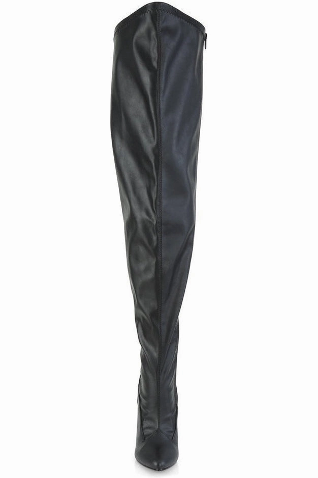SEDUCE-3000WC Wide Calf Boot | Black Faux Leather