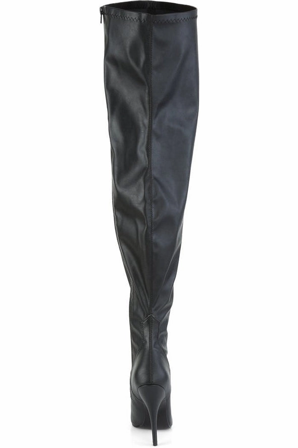 SEDUCE-3000WC Wide Calf Boot | Black Faux Leather
