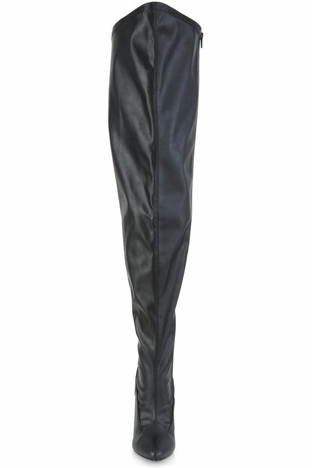 SEDUCE-3000WC Wide Calf Boot | Black Faux Leather