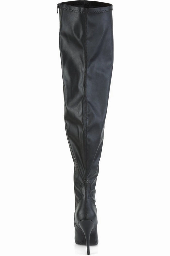 SEDUCE-3000WC Wide Calf Boot | Black Faux Leather