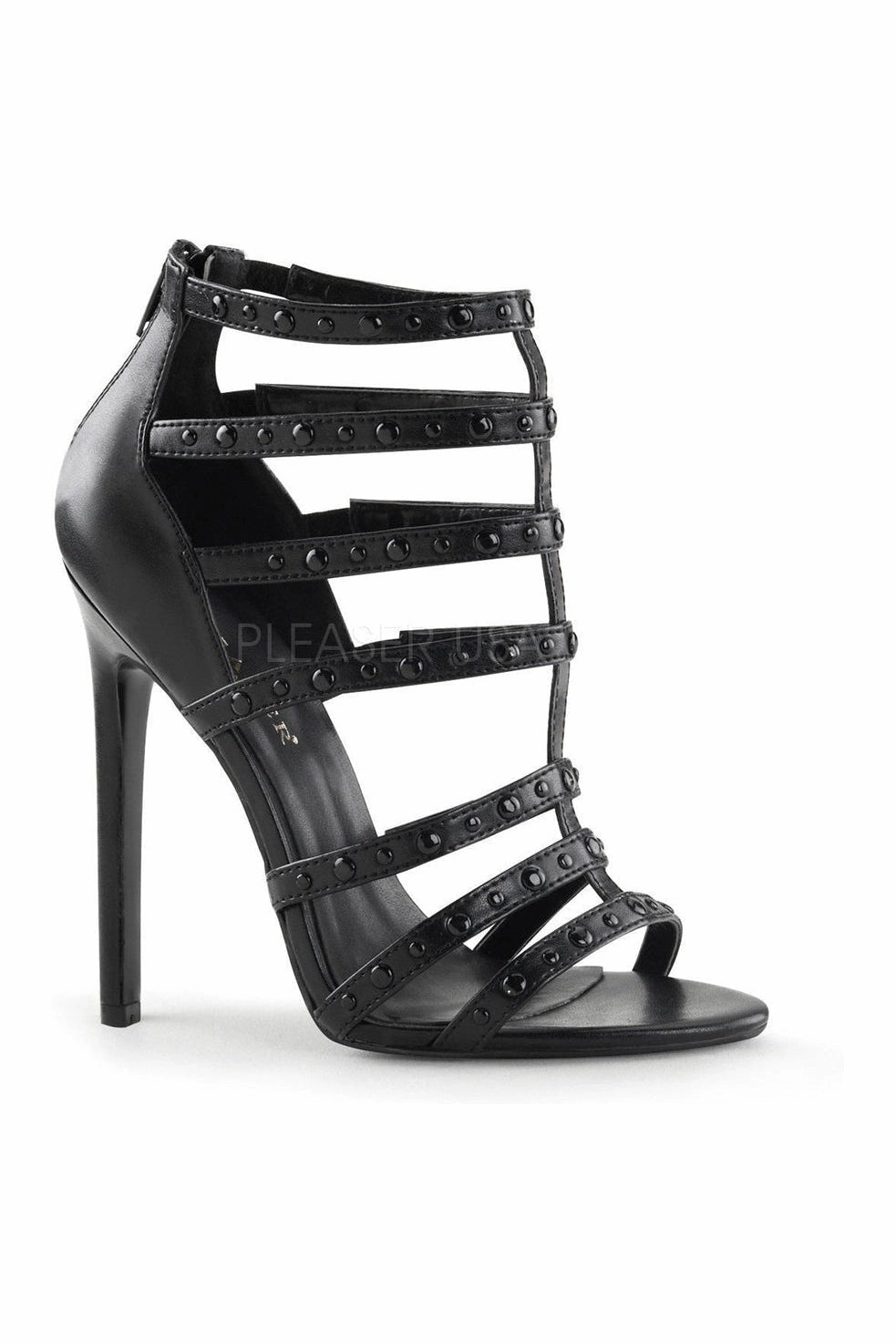 SEXY-15 Sandal  | Black Faux Leather