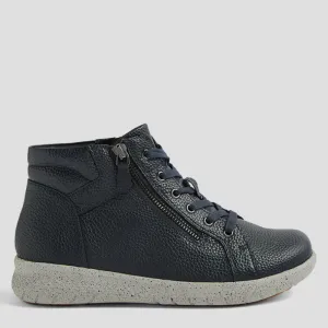 SHAUNAT XF - INK TUMBLE LEATHER LACE UP ANKLE BOOTS