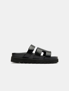 Shea Women's Vegan Leather Slide Sandals | Black
