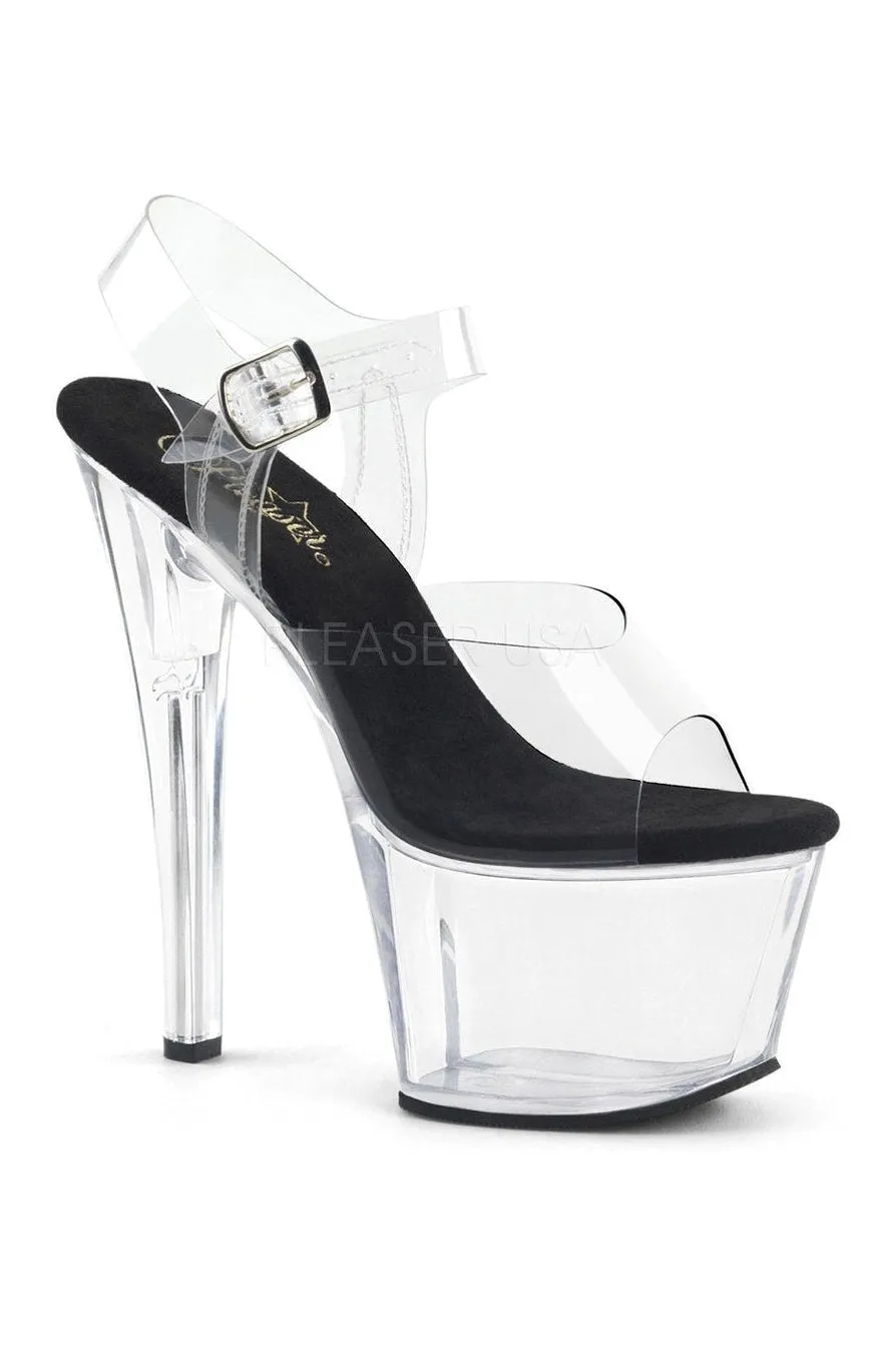 SKY-308 Platform Sandal  | Black Vinyl