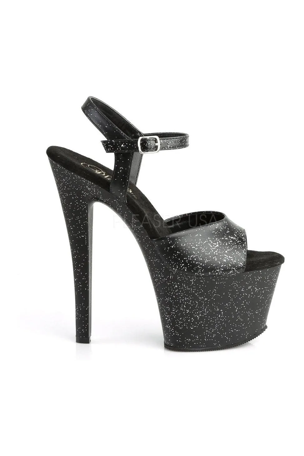 SKY-309MMG Platform Sandal  | Black Faux Leather