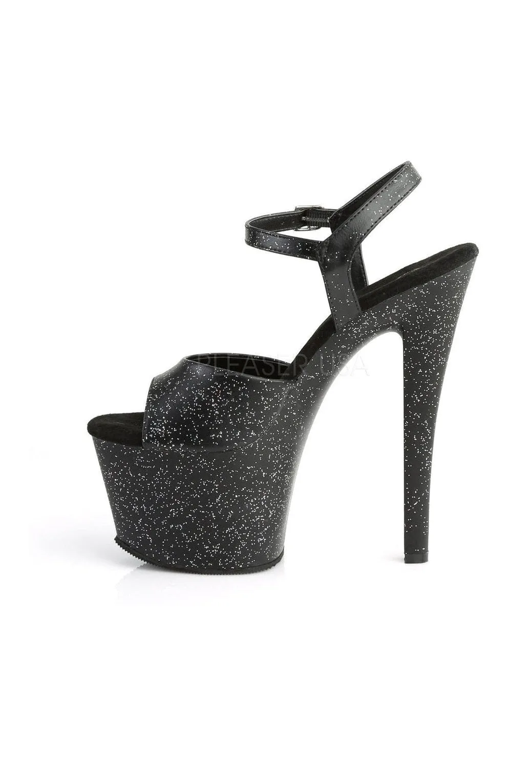 SKY-309MMG Platform Sandal  | Black Faux Leather
