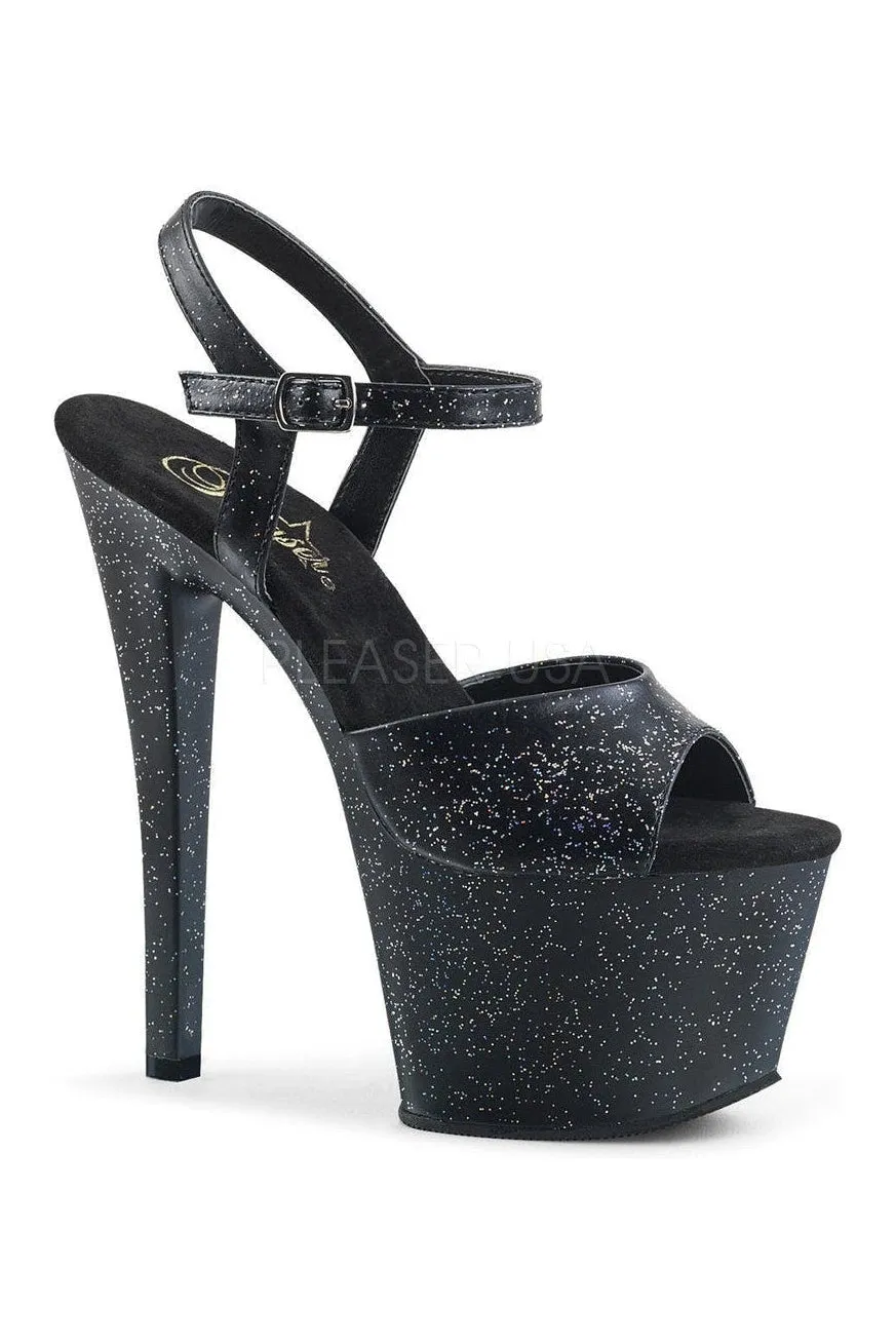 SKY-309MMG Platform Sandal  | Black Faux Leather