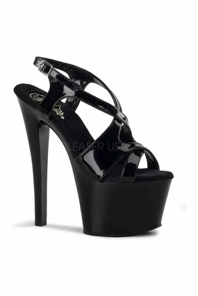 SKY-330 Platform Sandal  | Black Patent