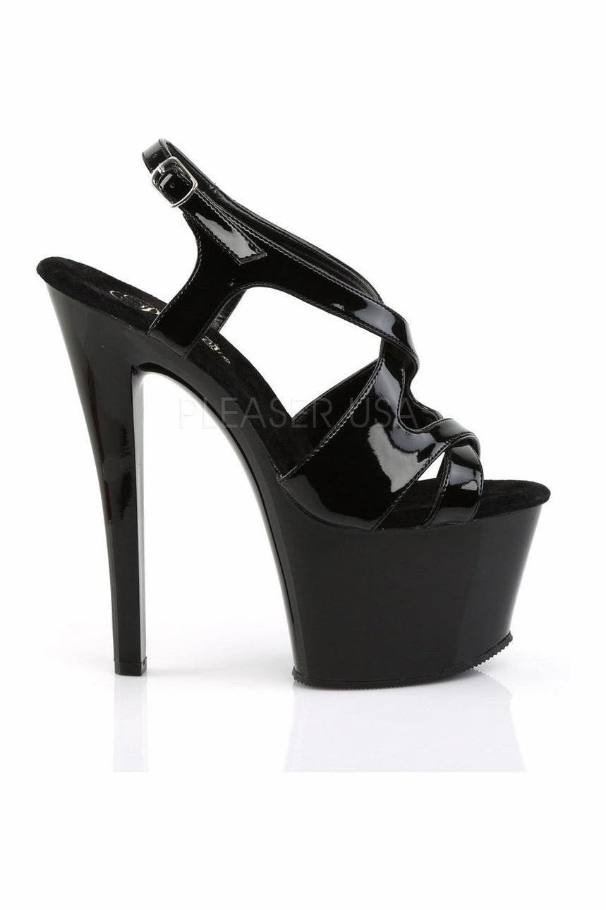 SKY-330 Platform Sandal  | Black Patent