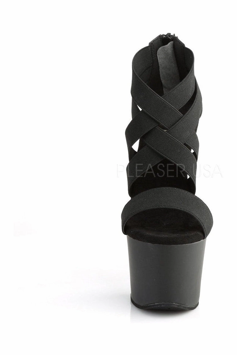 SKY-369 Platform Sandal  | Black elastic
