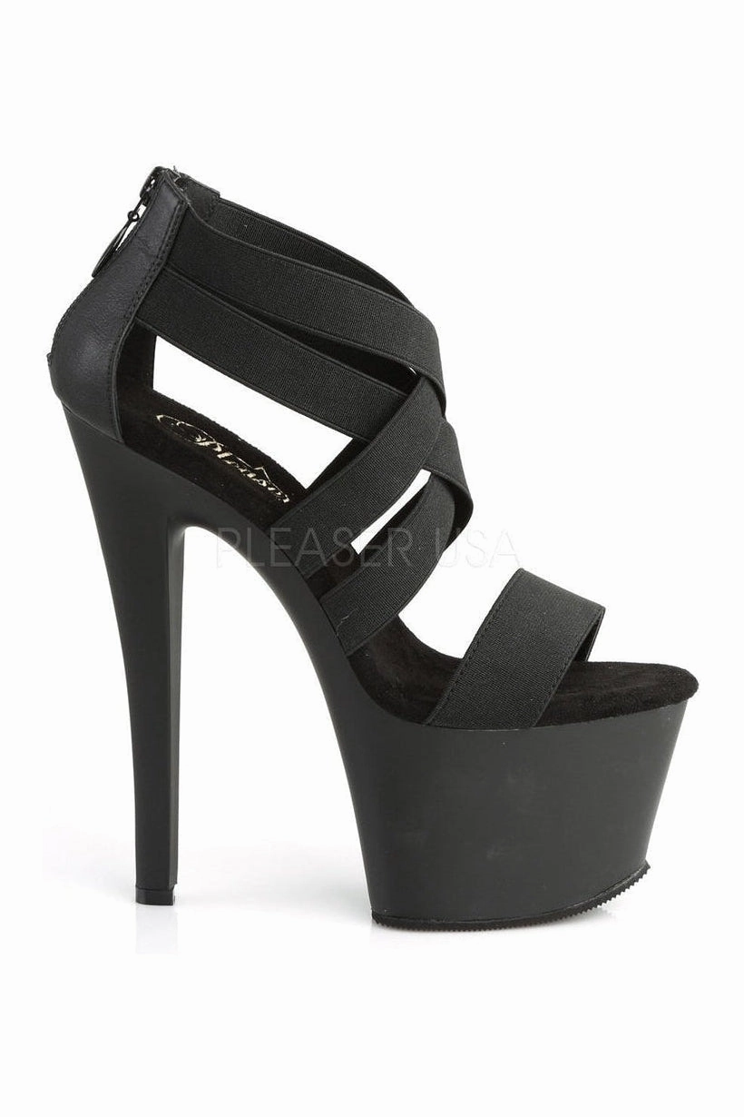 SKY-369 Platform Sandal  | Black elastic