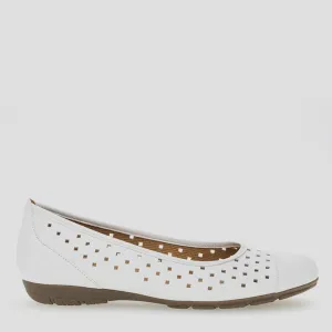 SKYLAR GA - WHITE LEATHER FLATS