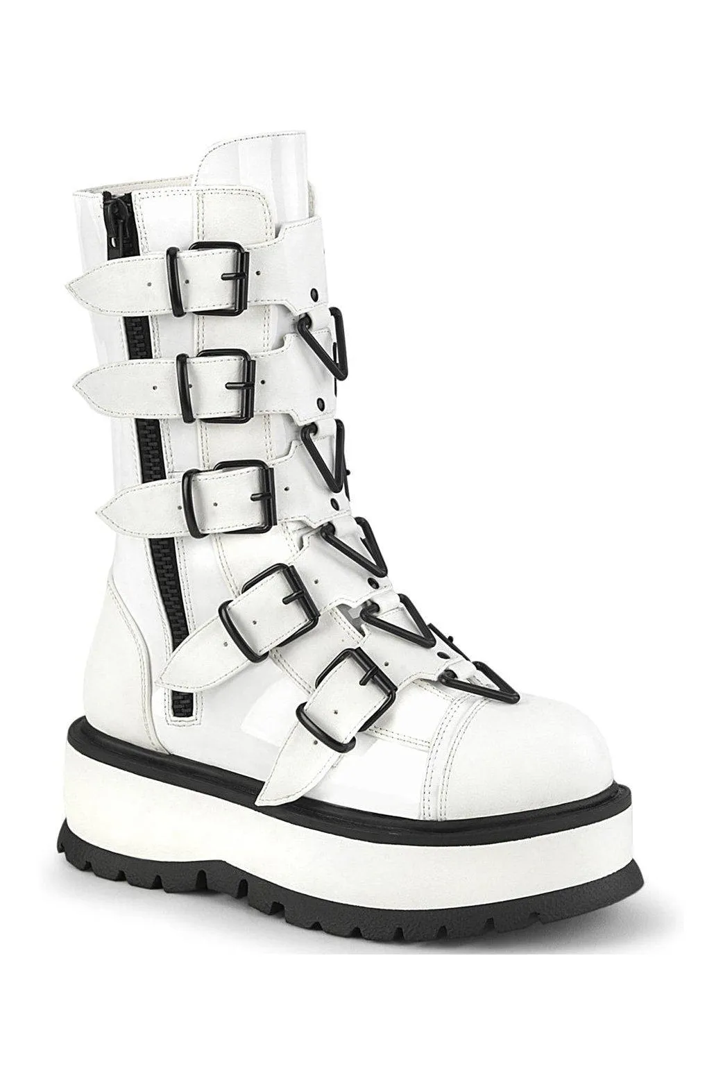 SLACKER-160 Knee Boot | White Patent