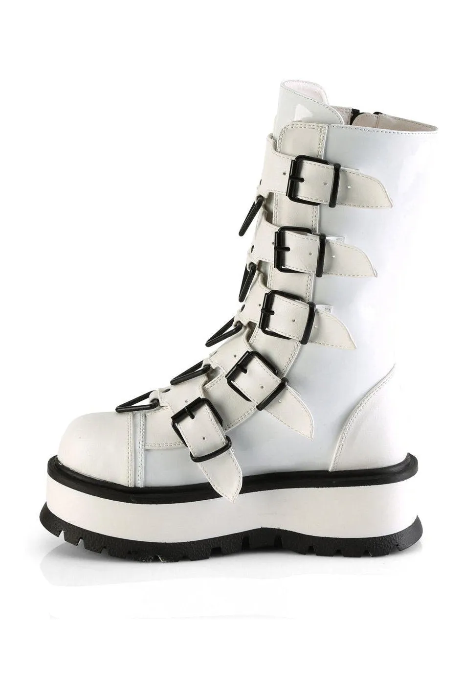 SLACKER-160 Knee Boot | White Patent