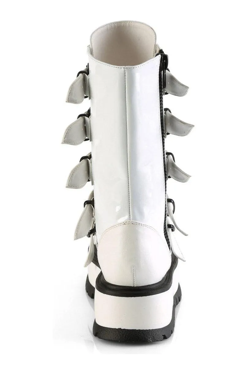 SLACKER-160 Knee Boot | White Patent