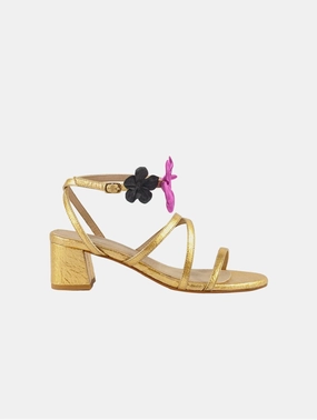 Sofa Pinatex Vegan Leather Heeled Sandals | Gold