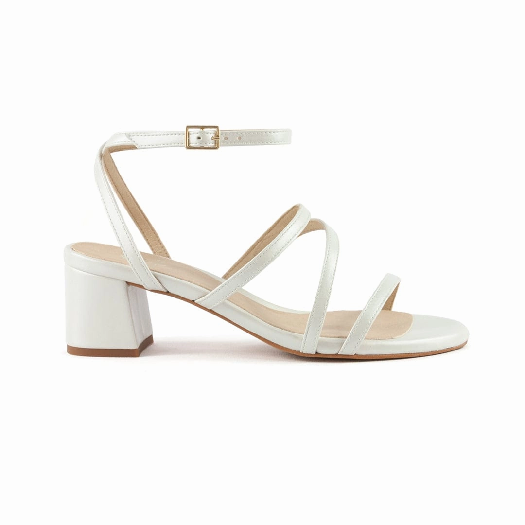 Sofa Vegan Leather Heeled Sandals | Pearl