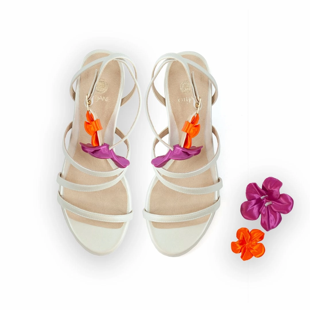 Sofa Vegan Leather Heeled Sandals | Pearl