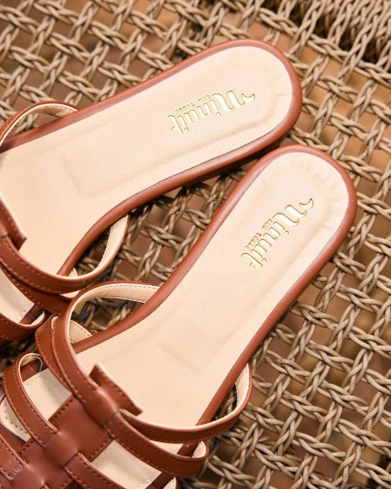 Sollacaro Vegan Leather Mule Sandals | Camel