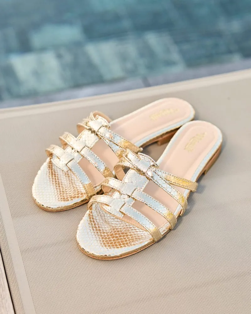 Sollacaro Vegan Leather Mule Sandals | Gold
